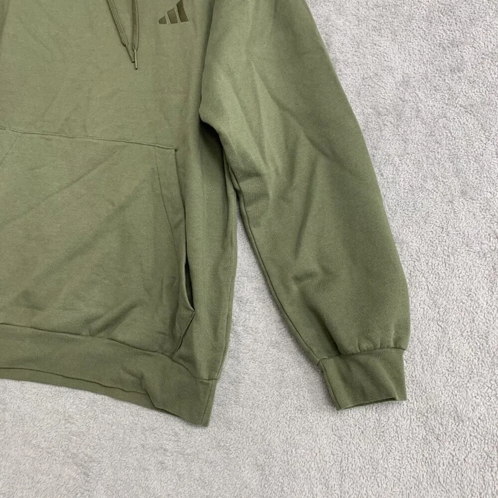 Adidas Men's Size L Olive Green Pullover Hoodie With Kangaroo Pocket G1967